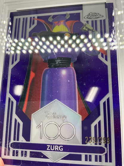Zurg 2023 Topps Chrome Disney 100 Purple Refractor 239/299 #28 PSA 9