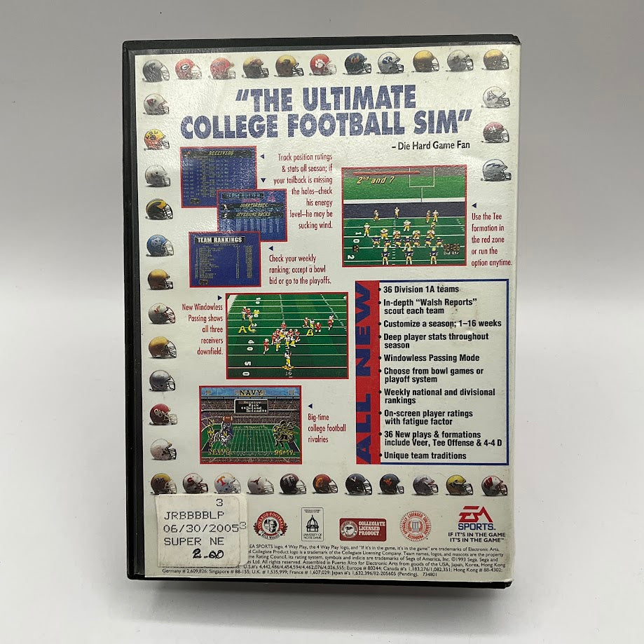 Bill Walsh College Football 95 Sega Genesis CIB