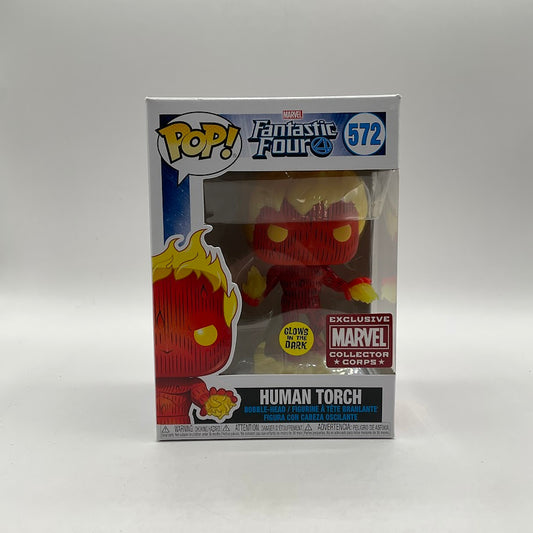 Human Torch Funko Pop! Fantastic Four #572 GITD Marvel Collector Corps