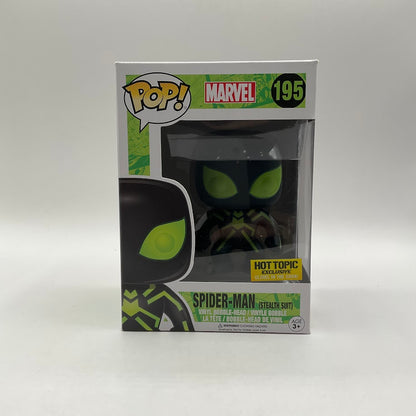 Spider-Man (Stealth Suit) Funko Pop! Marvel #195 GITD Hot Topic