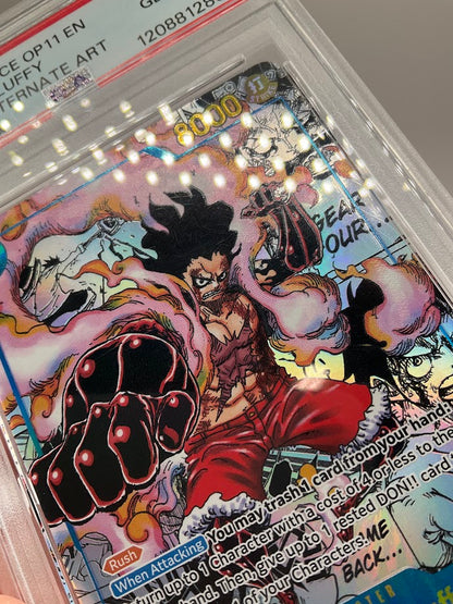 Monkey D Luffy One Piece Card OP11 Manga Alternate Art #118 PSA 10