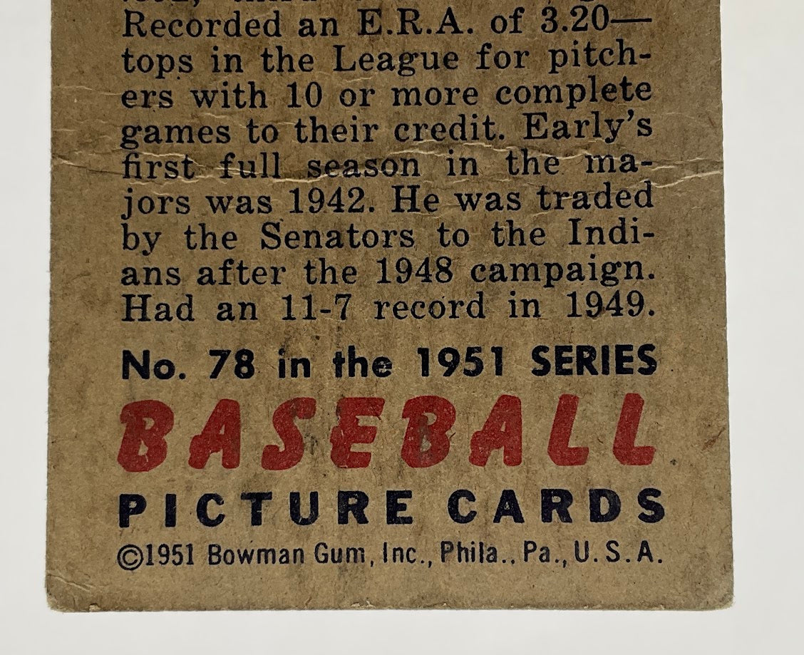 Early Wynn 1951 Bowman #78 Cleveland Indians GD