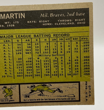 Billy Martin 1961 Topps #89 Milwaukee Braves PR