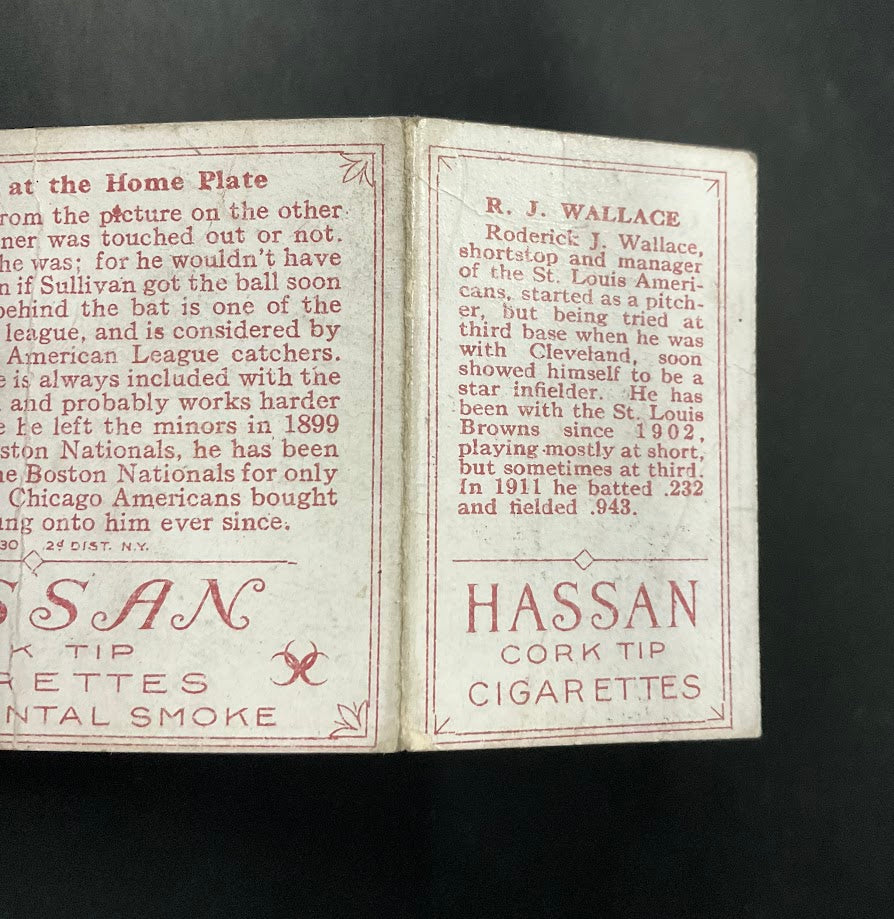Frank LaPorte RJ Wallace 1912 Hassan Triple Fold A Close Play at Home Plate PR