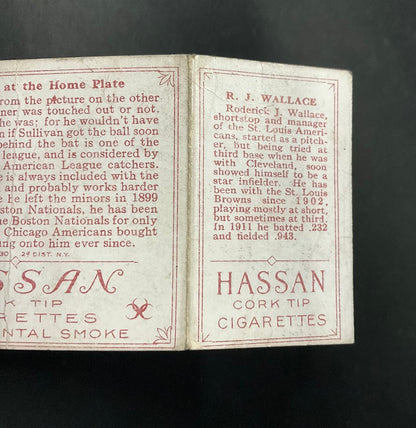 Frank LaPorte RJ Wallace 1912 Hassan Triple Fold A Close Play at Home Plate PR