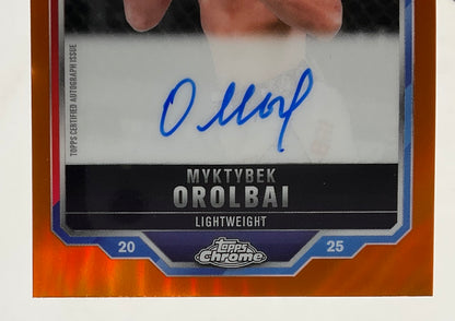 Myktybek Orolbai 2025 Topps Chrome Orange Refractor RC Auto 25/25 #CRA-MO