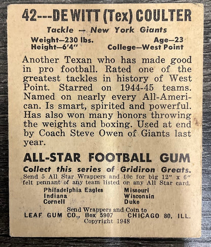 DeWitt Coulter 1948 Leaf #42 New York Giants VG-EX