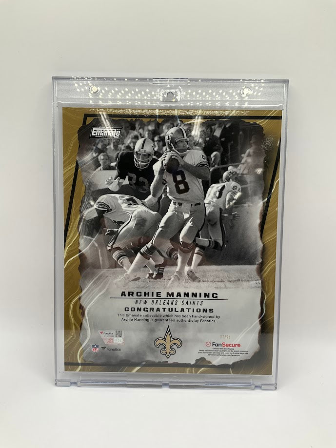 Archie Manning Underwraps Emanate Auto New Orleans Saints 37/50 Fanatics COA