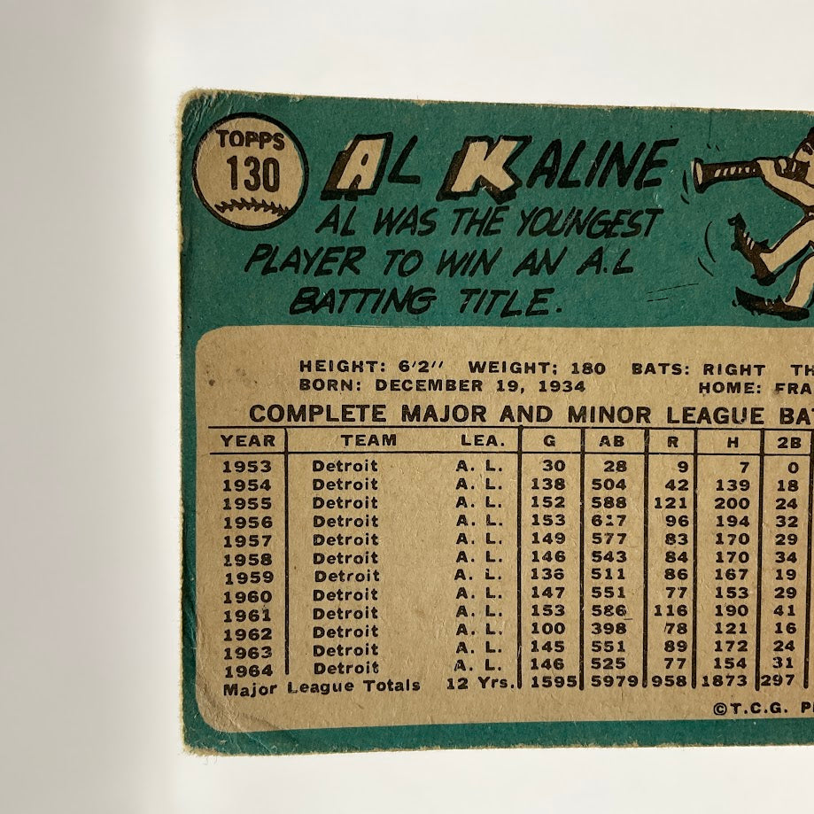 Al Kaline 1965 Topps #130 Detroit Tigers PR - Collector Store LLC