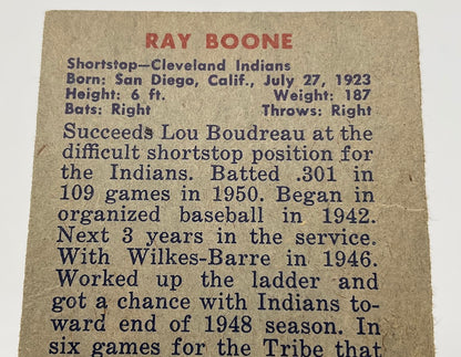 Ray Boone 1951 Bowman RC #54 Cleveland Indians VG - Collector Store LLC