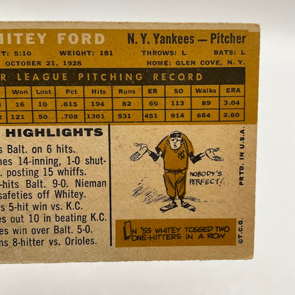 Whitey Ford 1960 Topps #35 New York Yankees GD