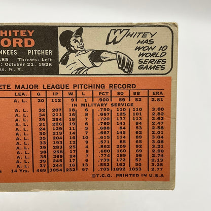 Whitey Ford 1966 Topps #160 New York Yankees GD #2 - Collector Store LLC