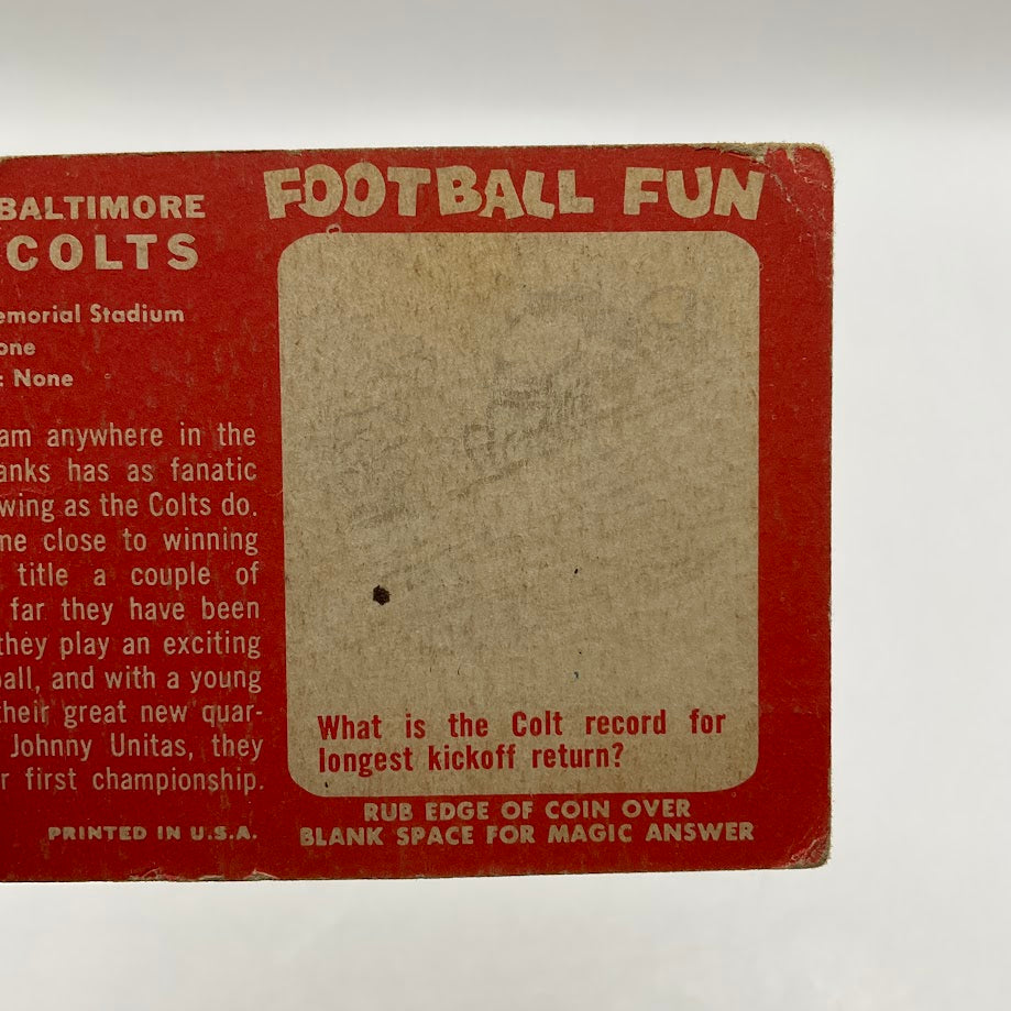 Baltimore Colts 1958 Topps Team Card #110 VG #1 - Collector Store LLC