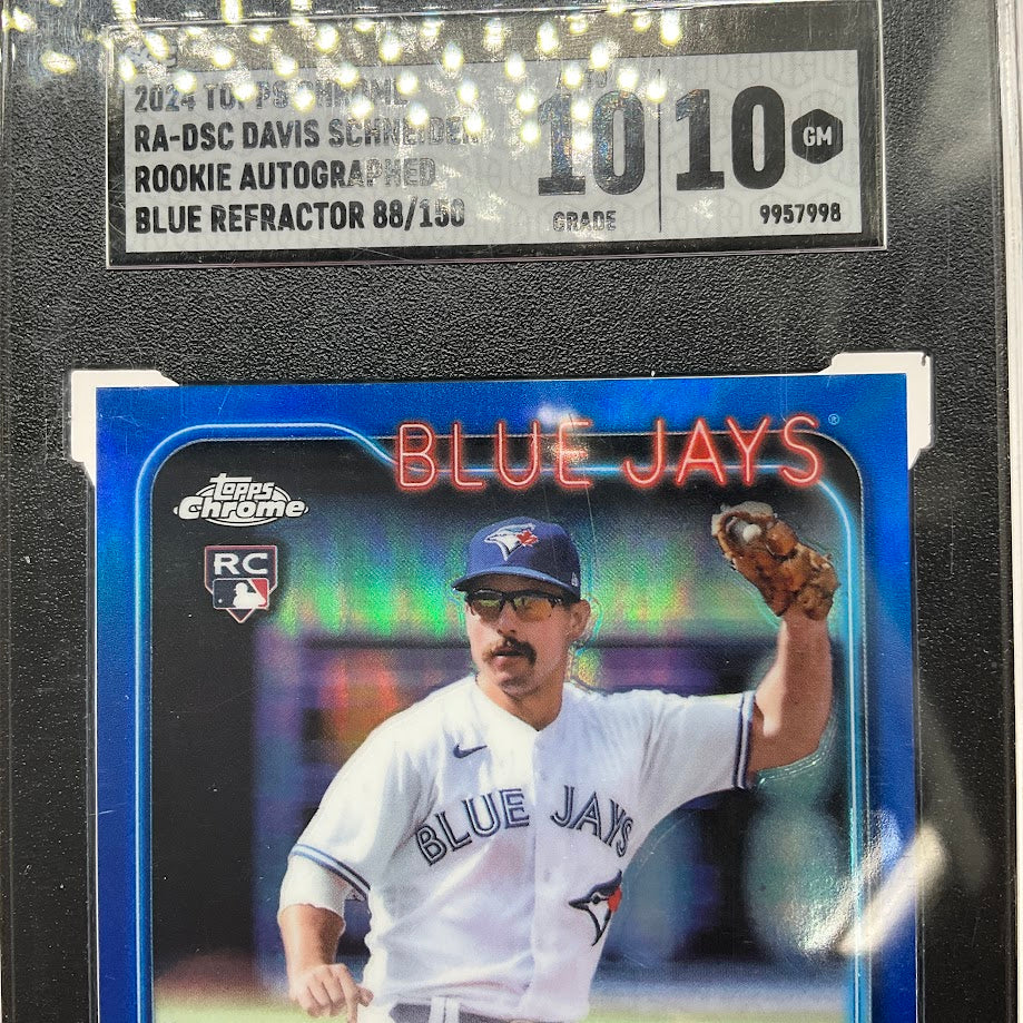 Davis Scheider 2024 Topps Chrome Blue Refractor RC Auto 88/150 SGC 10 / 10