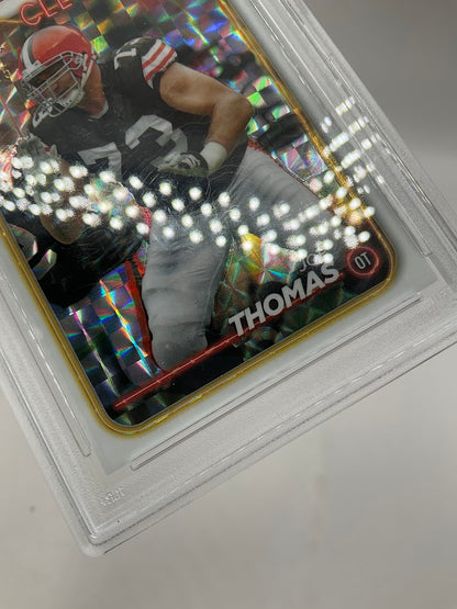 Joe Thomas 2024 Topps Chrome White Geometric Refractor 07/15 #32 PSA 9