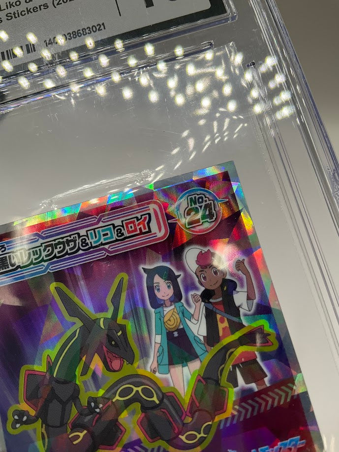 Black Rayquaza & Liko & Roy Pokemon Horizons Stickers Lotte #24 CGC 10