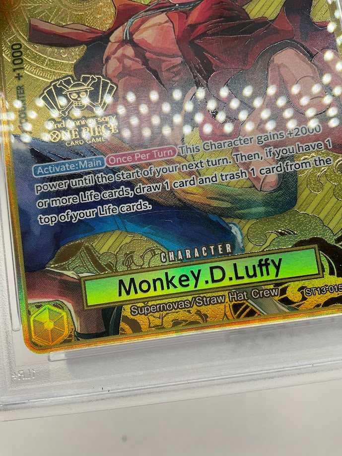 Monkey D Luffy One Piece Card Game 2nd Anniversary Set Japanese #015 PSA 10