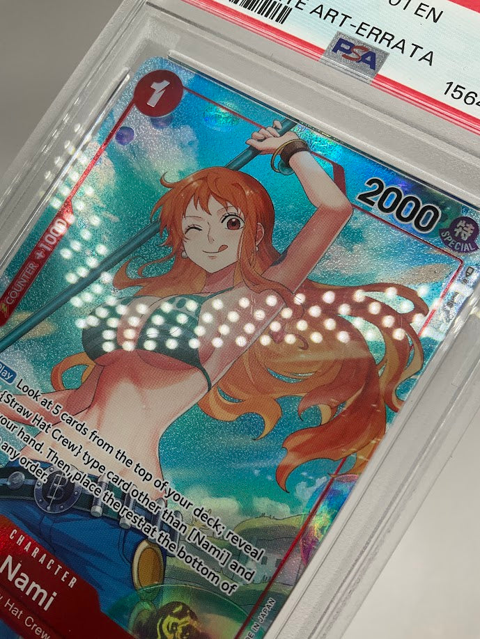 Nami One Piece Card Game OP01 Alternate Art Errata #016 PSA 10