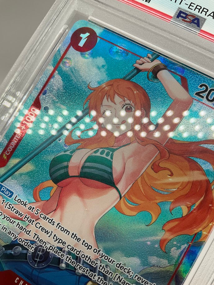Nami One Piece Card Game OP01 Alternate Art Errata #016 PSA 10