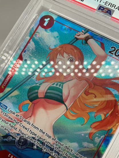 Nami One Piece Card Game OP01 Alternate Art Errata #016 PSA 10