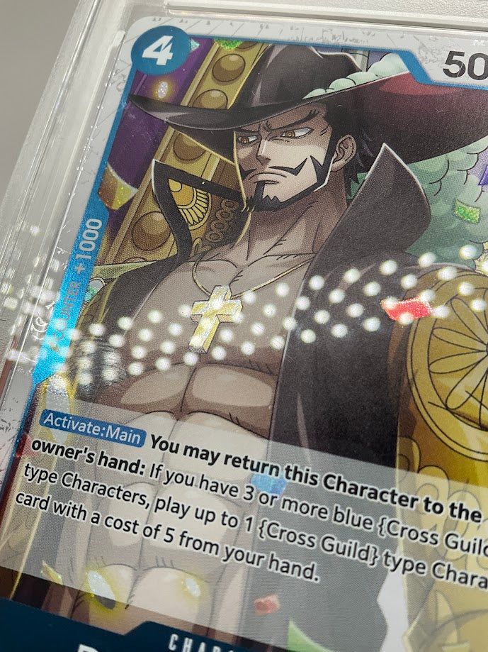 Dracule Mihawk One Piece Card Game PRB02 Sparkle Foil #081 PSA 9