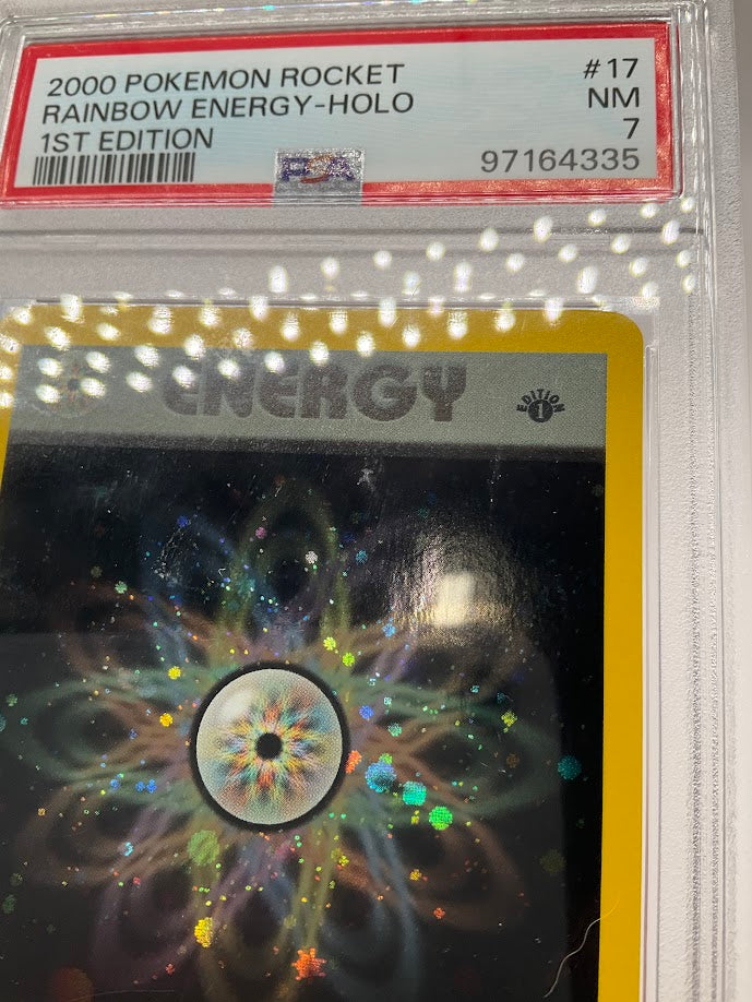 Rainbow Energy Pokemon Team Rocket Holo 1st Edition #17 PSA 7