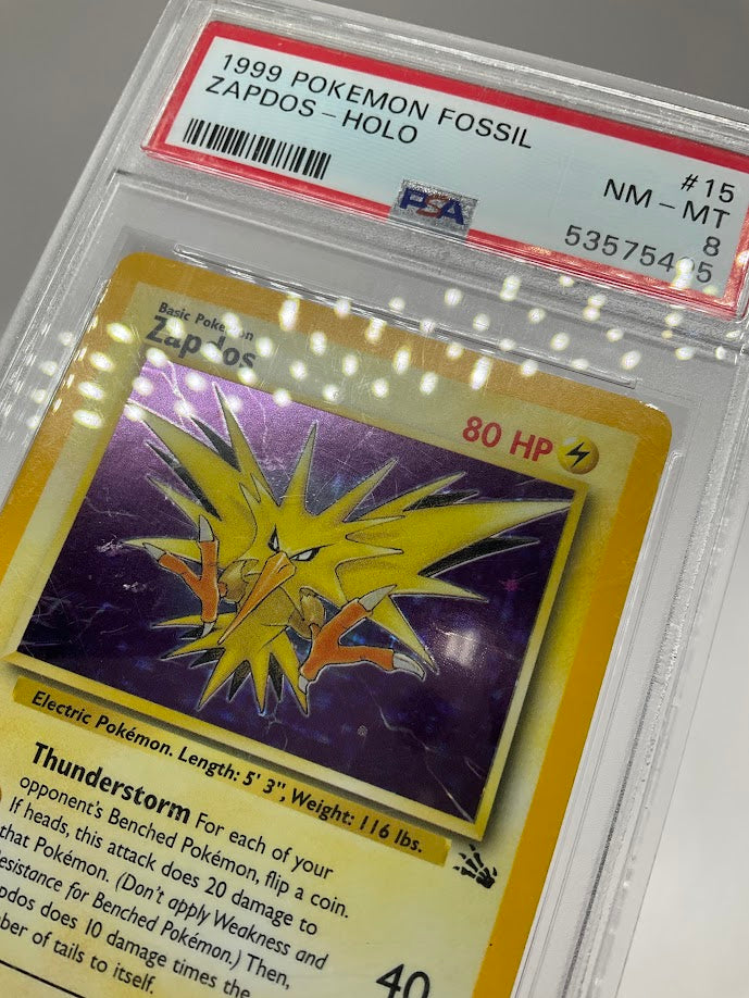 Zapdos Pokemon Fossil Holo #15 PSA 8