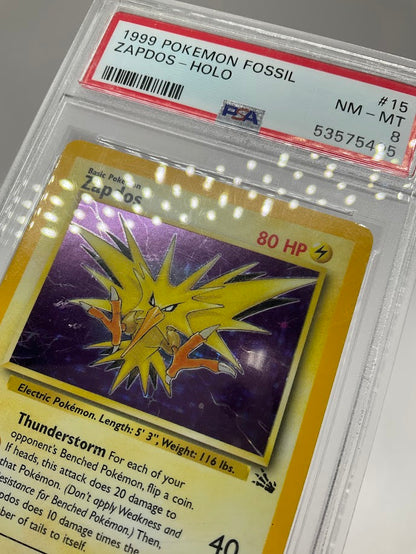 Zapdos Pokemon Fossil Holo #15 PSA 8