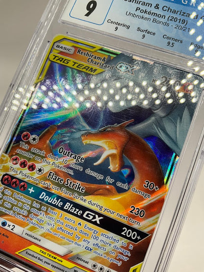 Reshiram & Charizard GX Pokemon Unbroken Bonds #20 CGC 9
