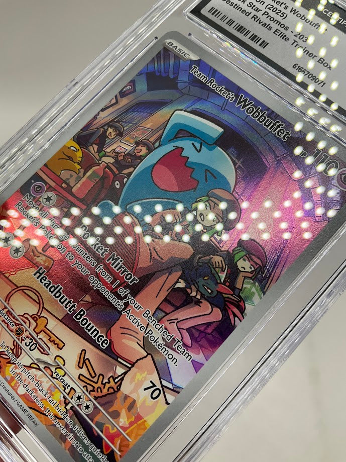 Team Rocket's Wobbuffet Pokemon Destined Rivals ETB Promo #203 CGC 8.5