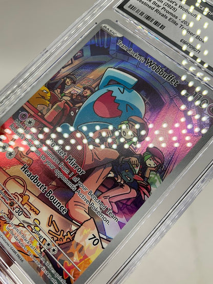 Team Rocket's Wobbuffet Pokemon Destined Rivals ETB Promo #203 CGC 8.5