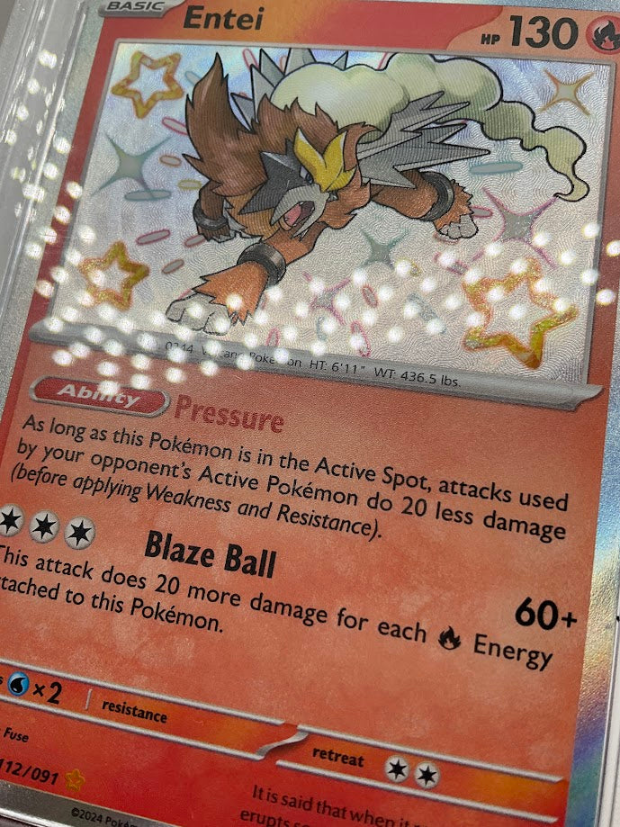 Entei Pokemon Paldean Fates Shiny Rare #112 PSA 9