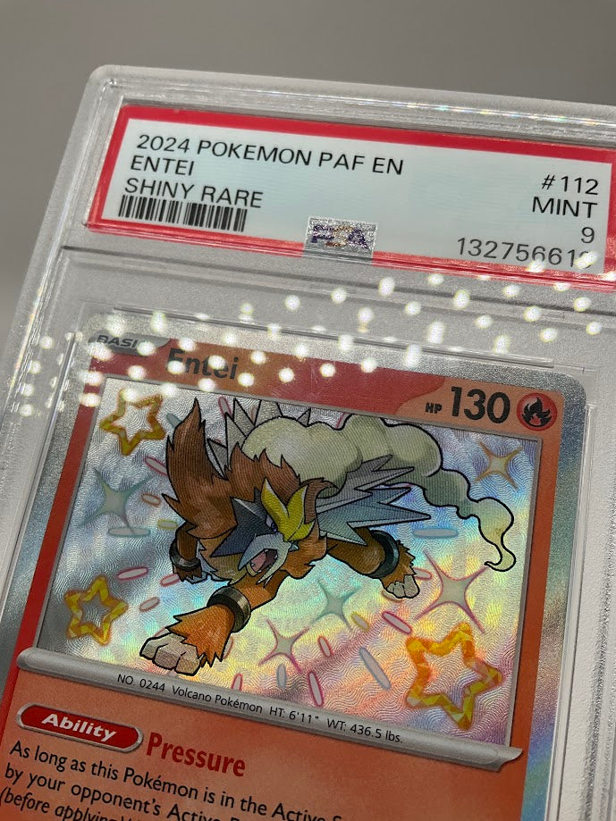Entei Pokemon Paldean Fates Shiny Rare #112 PSA 9