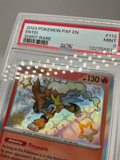 Entei Pokemon Paldean Fates Shiny Rare #112 PSA 9