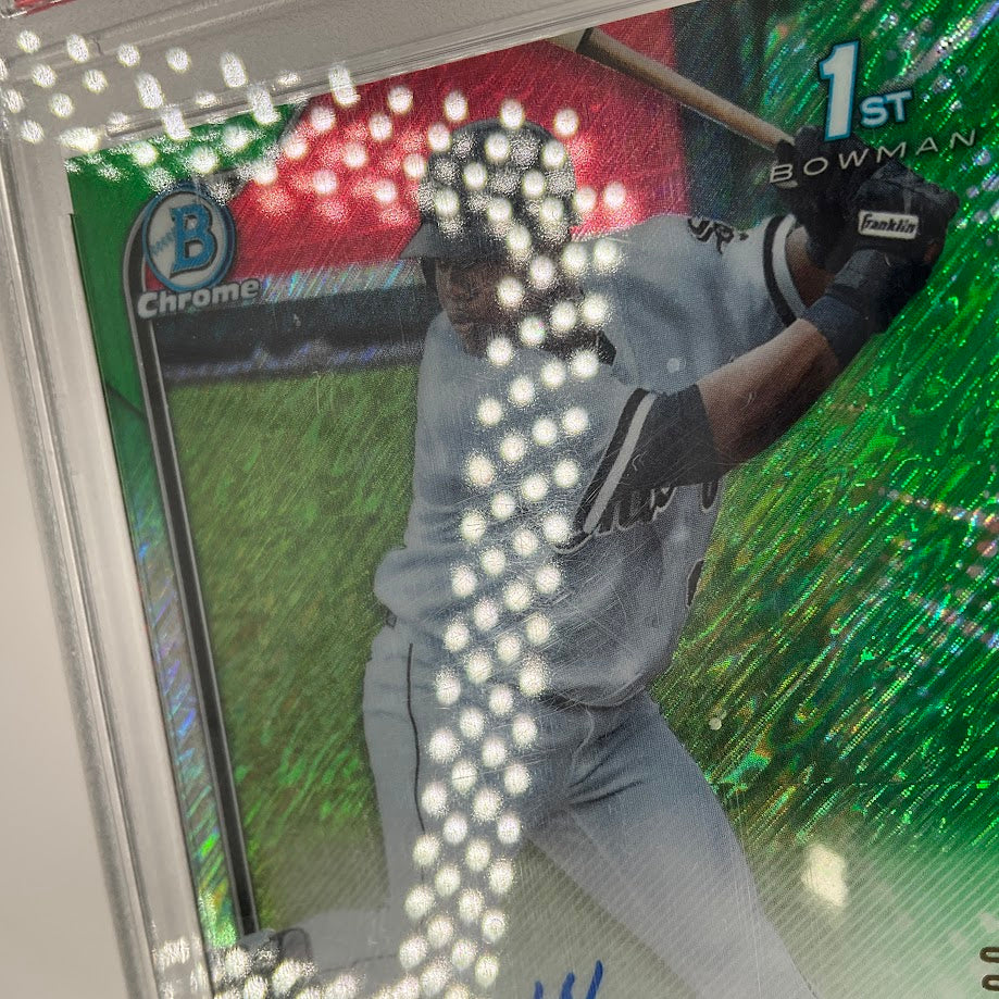 Oscar Colas 2022 Bowman Chrome Prospects Green Shimmer Refractor Auto /99 PSA 9