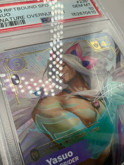 Yasuo Windrider Riftbound Spiritforged Signature Overnumber #235 PSA 10