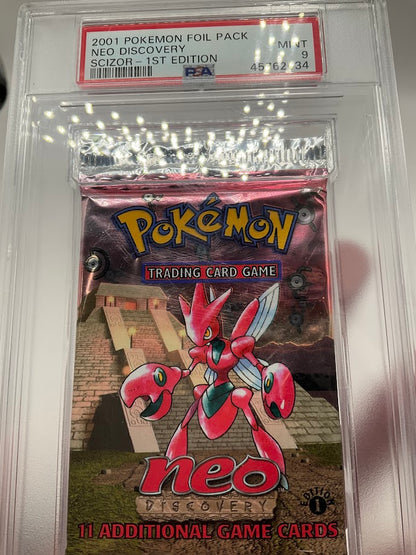 Neo Discovery Pokemon 1st Edition Scizor Foil Booster Pack PSA 9
