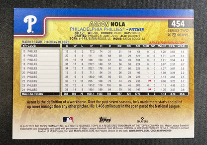 Aaron Nola 2025 Topps Series 2 Golden Mirror Image Variation #454