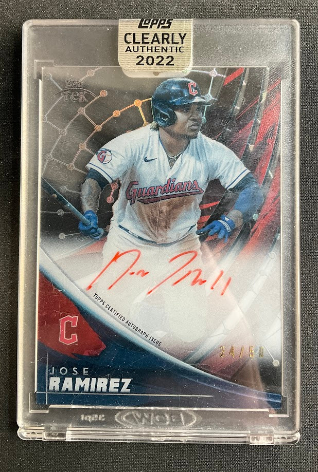 Jose Ramirez 2022 Topps Clearly Authentic Tek Auto 34/50 #TEK-JR