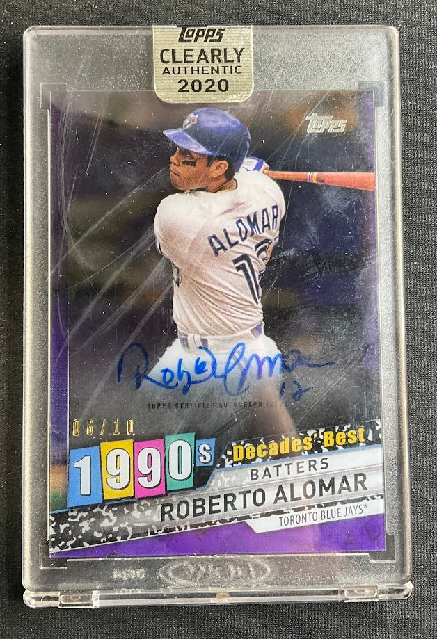 Roberto Alomar 2020 Topps Clearly Authentic 1990s Decades Best Purple Auto 06/10