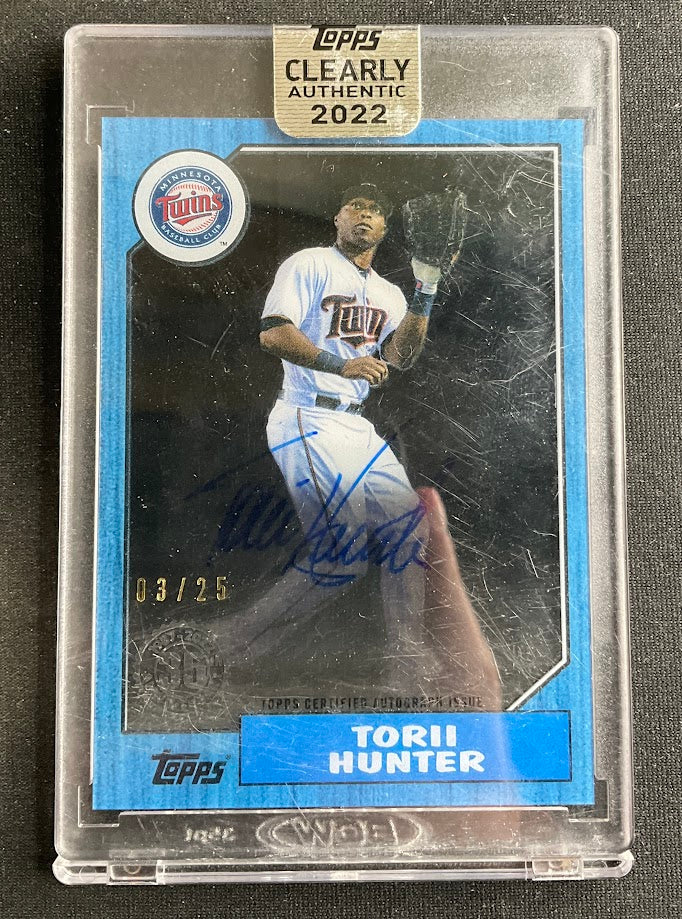 Torii Hunter 2022 Topps Clearly Authentic Blue Auto 03/25 #87TBA-THU