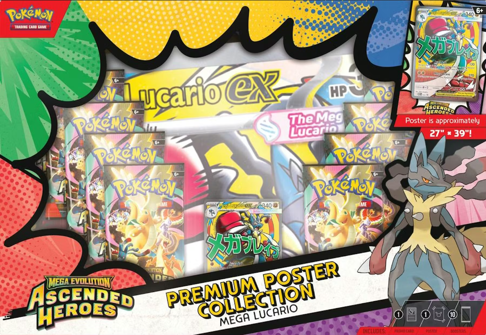 big pack of pokemon cards Pokemon: Mega Evolution Ascended Heroes Premium Poster Collection (Random)