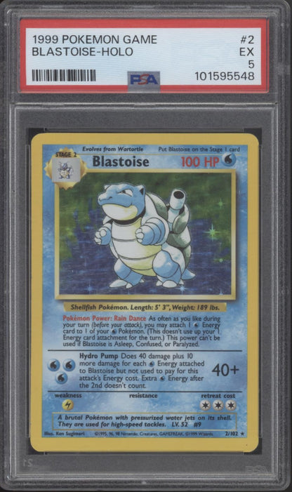 Blastoise Pokemon Base Set Holo #2 PSA 5
