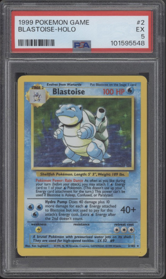 Blastoise Pokemon Base Set Holo #2 PSA 5