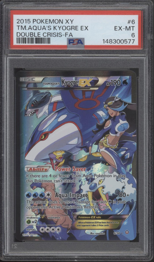 Team Aqua's Kyogre ex Pokemon Double Crisis Full Art #6 PSA 6