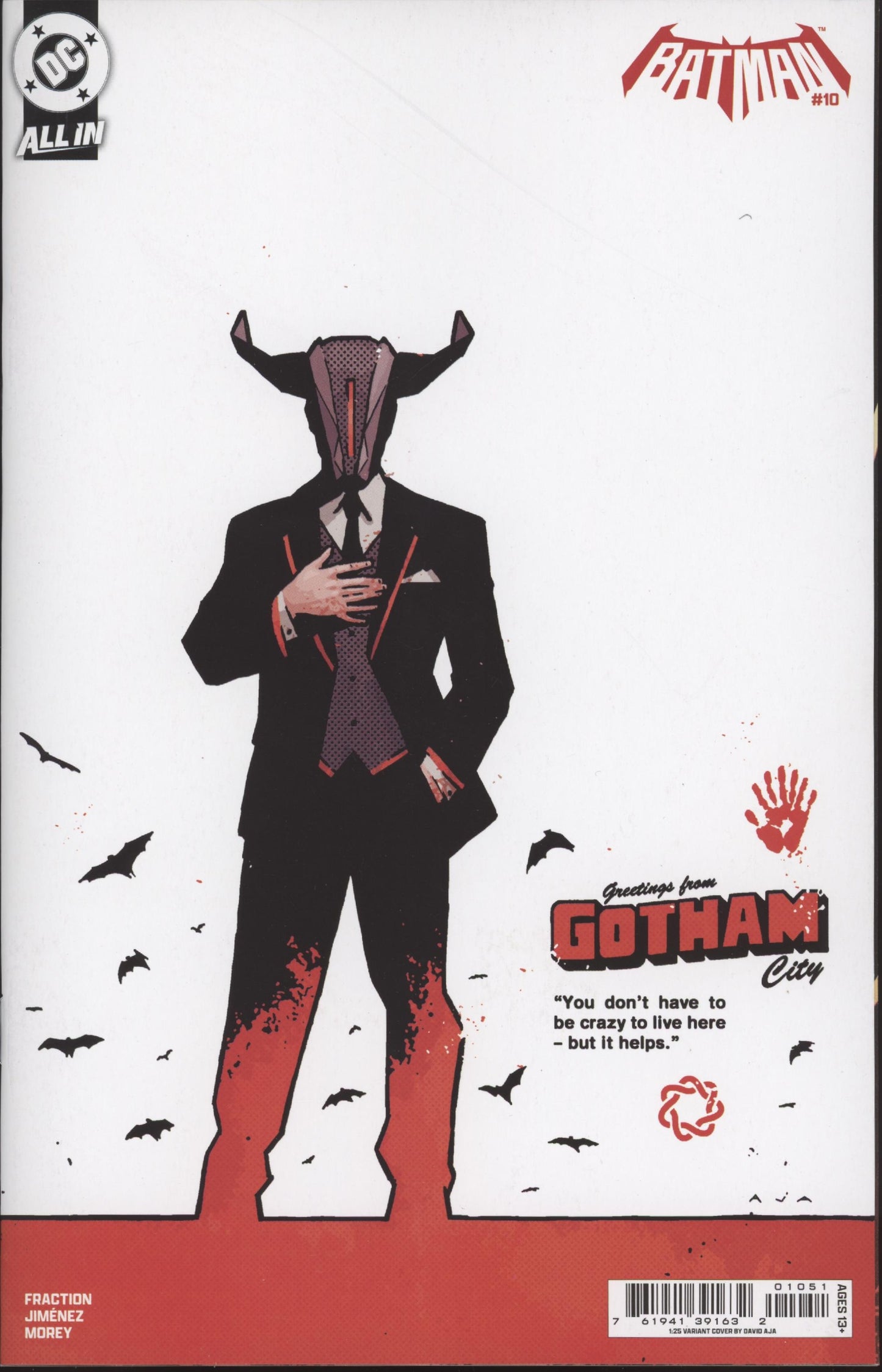 Batman #10 Cover F 1 in 25 David Aja Card Stock Variant