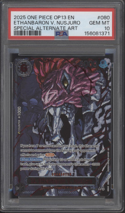 The Five Elders One Piece OP13 Special Alternate Art 3 PSA 10's, 2 PSA 9's Sequential Set of 5