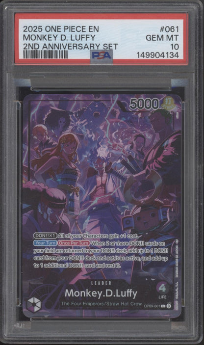 Monkey D Luffy One Piece Card Game 2nd Anniversary Set #061 PSA 10 #1