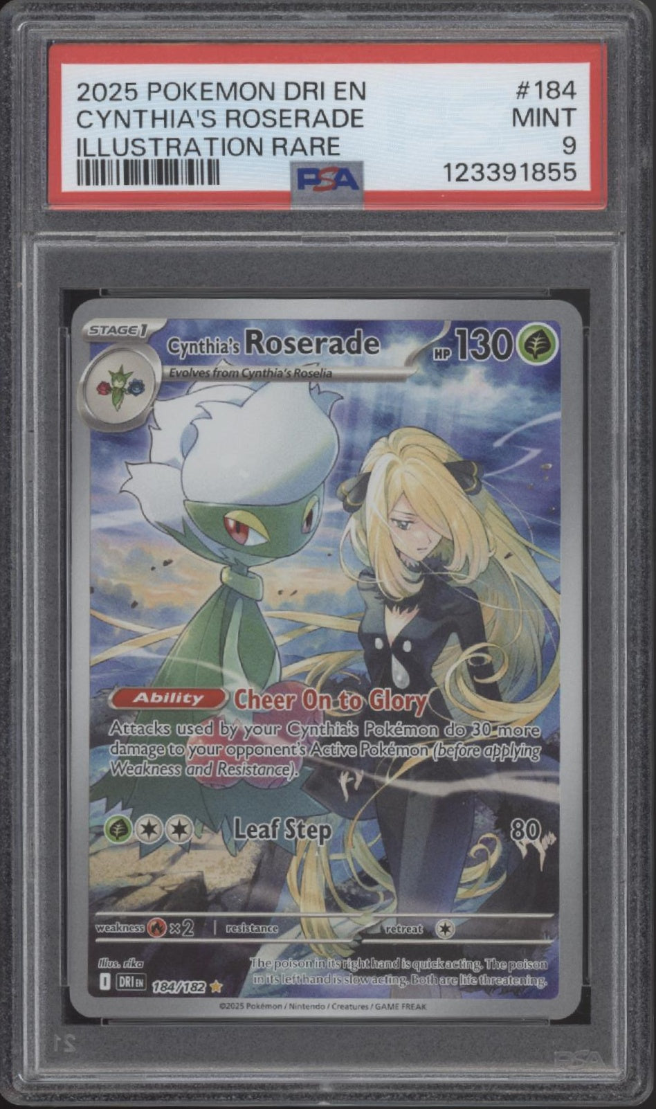 Cynthia's Roserade Pokemon Destined Rivals Illustration Rare #184 PSA 9 #1