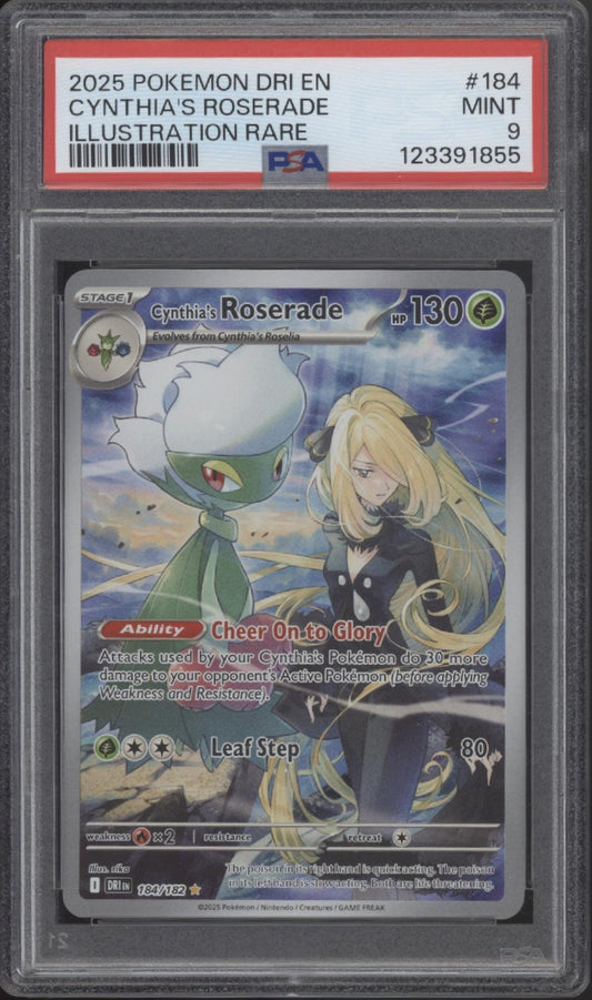Cynthia's Roserade Pokemon Destined Rivals Illustration Rare #184 PSA 9 #1